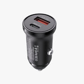 Vention Car Charger | K11B0 | 30W Two-Port USB C+A PD Quick Charger Car Charger Black ABS type
